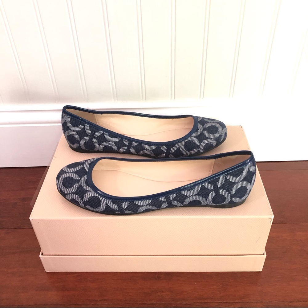 Coach all over CC logo Denim ballerina flats